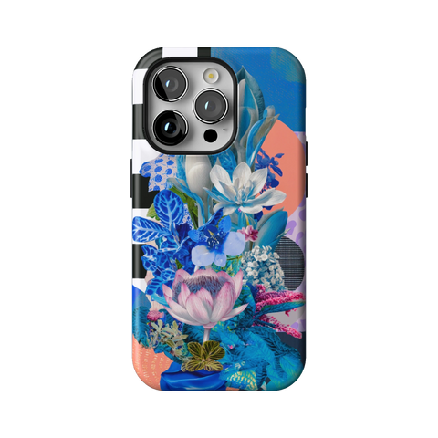 Blue Lotus Botanical Collage Tough Phone Case for iPhone 14 Pro - The Urban Flair