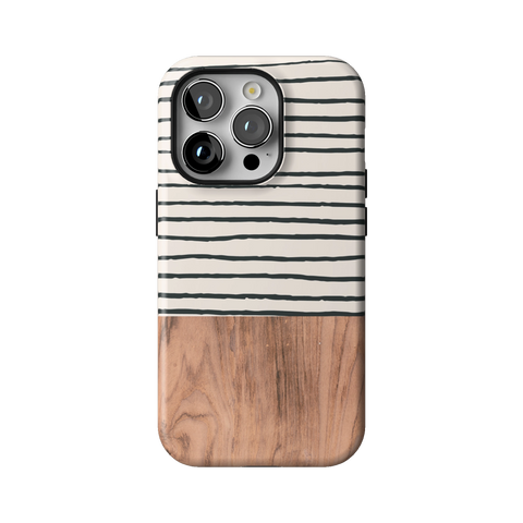 Striped Wood Print Tough Phone Case for iPhone 14 Pro - The Urban Flair