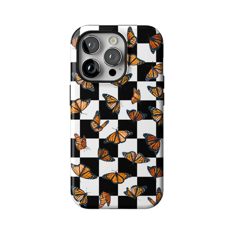 Checkered Monarch Butterfly Tough Phone Case for iPhone 14 Pro - The Urban Flair