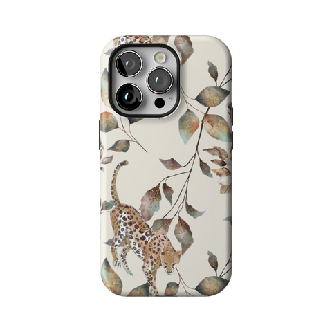 Autumn Cheetah Botanical Tough Phone Case for iPhone 14 Pro - The Urban Flair