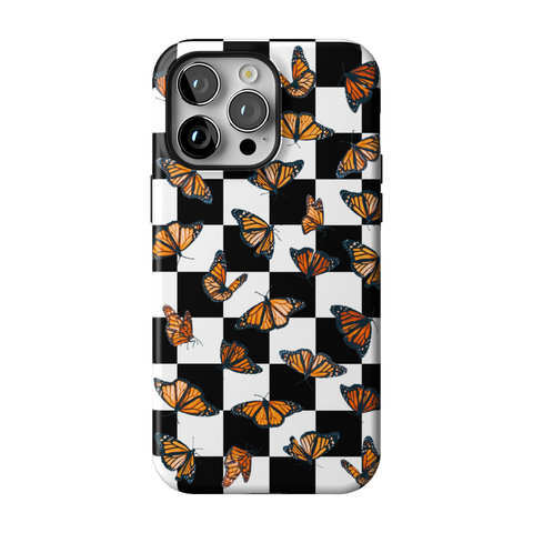 Checkered Monarch Butterfly Tough Phone Case for iPhone 14 Pro Max - The Urban Flair