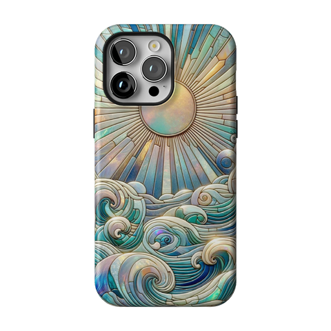 Sun Rays & Ocean Waves Stained Glass Tough Phone Case for iPhone 14 Pro Max - The Urban Flair
