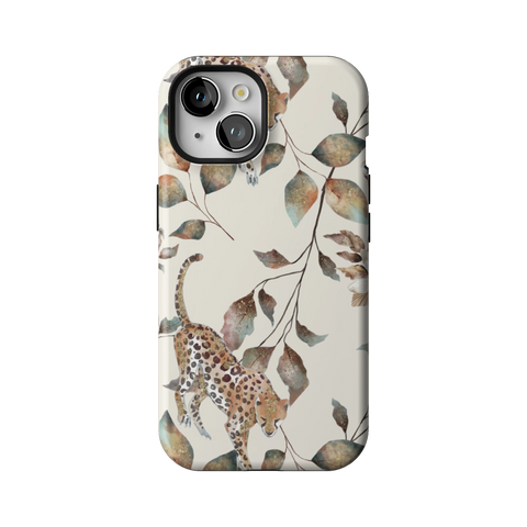 Autumn Cheetah Botanical Tough Phone Case for iPhone 15 - The Urban Flair