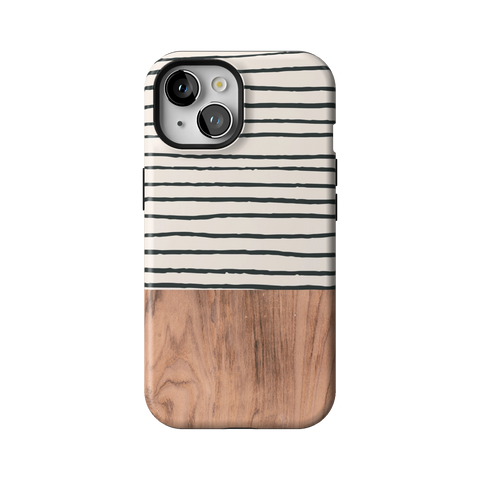 Striped Wood Print Tough Phone Case for iPhone 15 - The Urban Flair