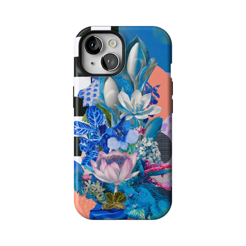 Blue Lotus Botanical Collage Tough Phone Case for iPhone 15 - The Urban Flair