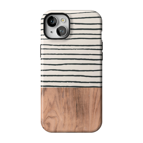 Striped Wood Print Tough Phone Case for iPhone 15 Plus - The Urban Flair