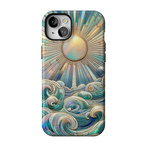 Sun Rays & Ocean Waves Stained Glass Tough Phone Case for iPhone 15 Plus - The Urban Flair