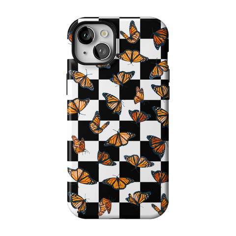 Checkered Monarch Butterfly Tough Phone Case for iPhone 15 Plus - The Urban Flair