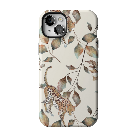 Autumn Cheetah Botanical Tough Phone Case for iPhone 15 Plus - The Urban Flair