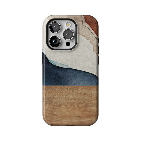 Rustic Watercolor & Wood Print Tough Phone Case for iPhone 15 Pro - The Urban Flair