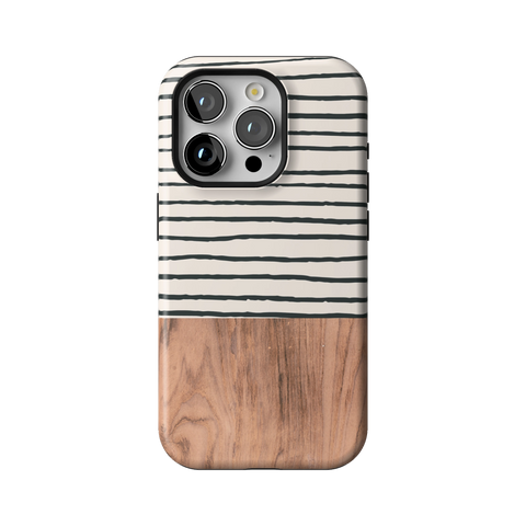 Striped Wood Print Tough Phone Case for iPhone 15 Pro - The Urban Flair