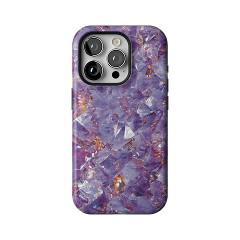 Raw Amethyst Crystal Tough Phone Case for iPhone 15 Pro - The Urban Flair