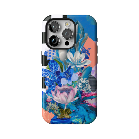 Blue Lotus Botanical Collage Tough Phone Case for iPhone 15 Pro - The Urban Flair