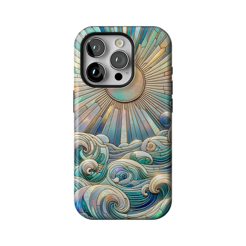 Sun Rays & Ocean Waves Stained Glass Tough Phone Case for iPhone 15 Pro - The Urban Flair