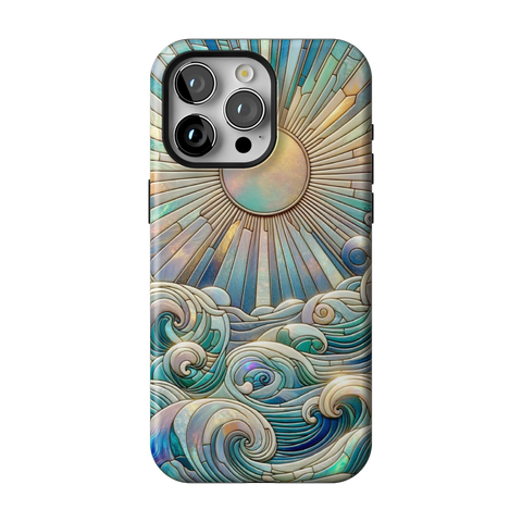 Sun Rays & Ocean Waves Stained Glass Tough Phone Case for iPhone 15 Pro Max - The Urban Flair
