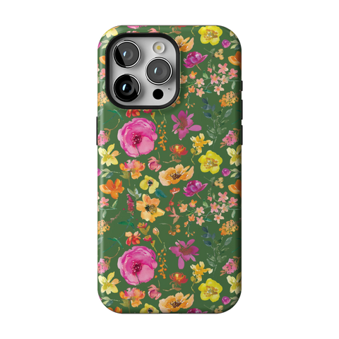 Green Watercolor Flowers Tough Phone Case for iPhone 15 Pro Max - The Urban Flair