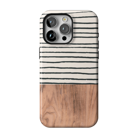 Striped Wood Print Tough Phone Case for iPhone 15 Pro Max - The Urban Flair