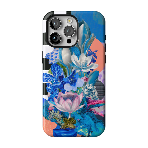 Blue Lotus Botanical Collage Tough Phone Case for iPhone 15 Pro Max - The Urban Flair
