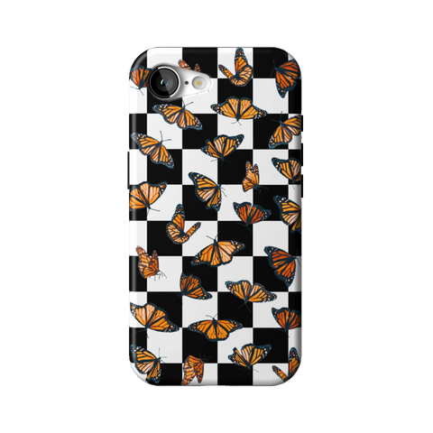 Checkered Monarch Butterfly Tough Phone Case for iPhone 16e - The Urban Flair