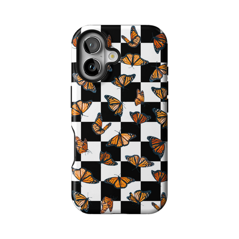 Checkered Monarch Butterfly Tough Phone Case for iPhone 16 - The Urban Flair