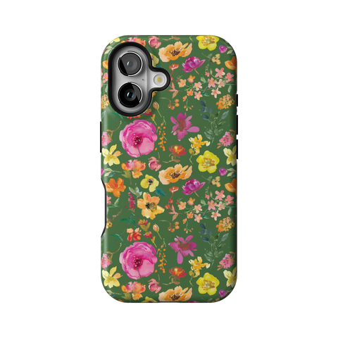 Green Watercolor Flowers Tough Phone Case for iPhone 16 - The Urban Flair