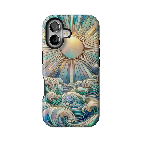 Sun Rays & Ocean Waves Stained Glass Tough Phone Case for iPhone 16 - The Urban Flair