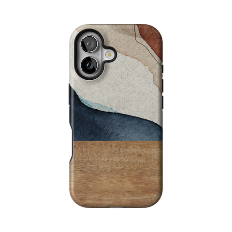 Rustic Watercolor & Wood Print Tough Phone Case for iPhone 16 - The Urban Flair