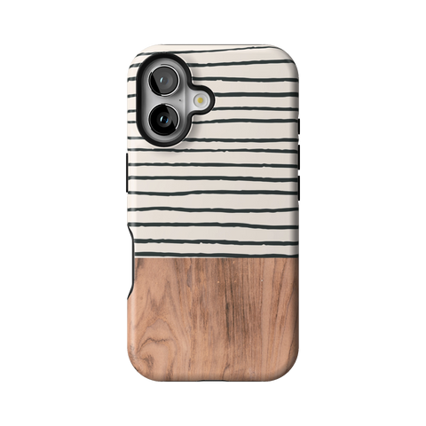 Striped Wood Print Tough Phone Case for iPhone 16 - The Urban Flair