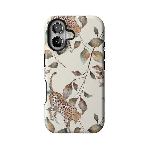 Autumn Cheetah Botanical Tough Phone Case for iPhone 16 - The Urban Flair