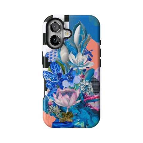 Blue Lotus Botanical Collage Tough Phone Case for iPhone 16 - The Urban Flair