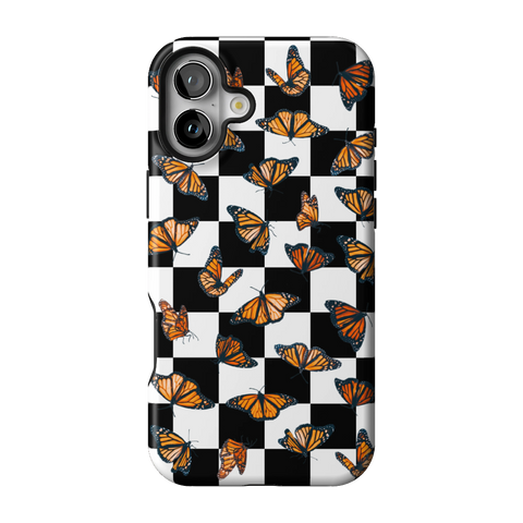 Checkered Monarch Butterfly Tough Phone Case for iPhone 16 Plus - The Urban Flair