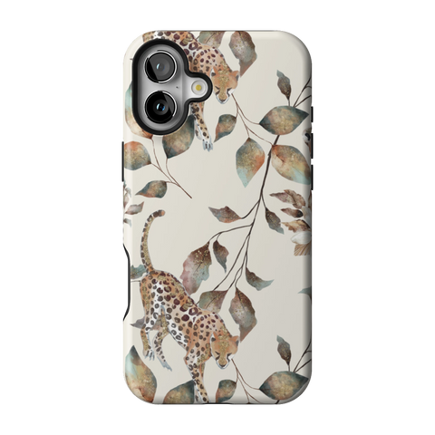 Autumn Cheetah Botanical Tough Phone Case for iPhone 16 Plus - The Urban Flair