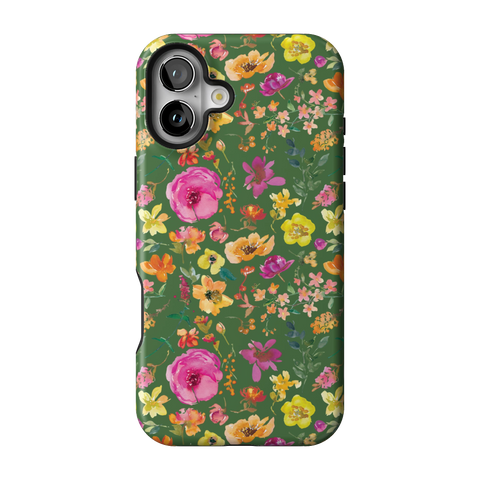 Green Watercolor Flowers Tough Phone Case for iPhone 16 Plus - The Urban Flair