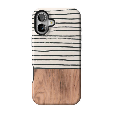 Striped Wood Print Tough Phone Case for iPhone 16 Plus - The Urban Flair