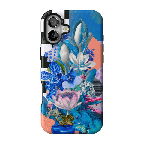 Blue Lotus Botanical Collage Tough Phone Case for iPhone 16 Plus - The Urban Flair