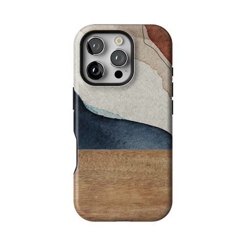Rustic Watercolor & Wood Print Tough Phone Case for iPhone 16 Pro - The Urban Flair