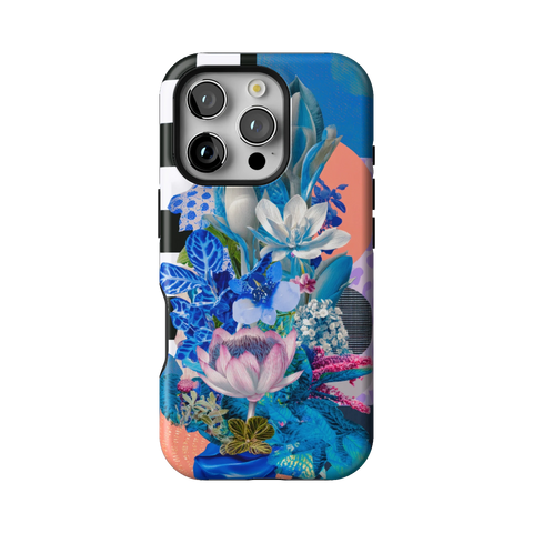 Blue Lotus Botanical Collage Tough Phone Case for iPhone 16 Pro - The Urban Flair