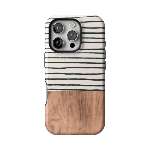 Striped Wood Print Tough Phone Case for iPhone 16 Pro - The Urban Flair