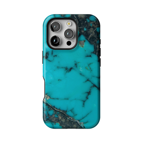 Turquoise Stone Print Tough Phone Case for iPhone 16 Pro - The Urban Flair