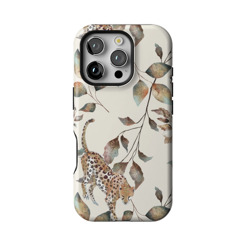 Autumn Cheetah Botanical Tough Phone Case for iPhone 16 Pro - The Urban Flair