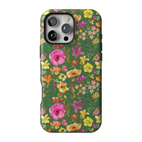 Green Watercolor Flowers Tough Phone Case for iPhone 16 Pro Max - The Urban Flair