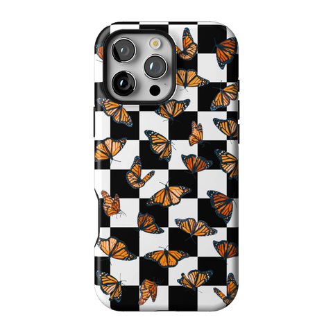 Checkered Monarch Butterfly Tough Phone Case for iPhone 16 Pro Max - The Urban Flair