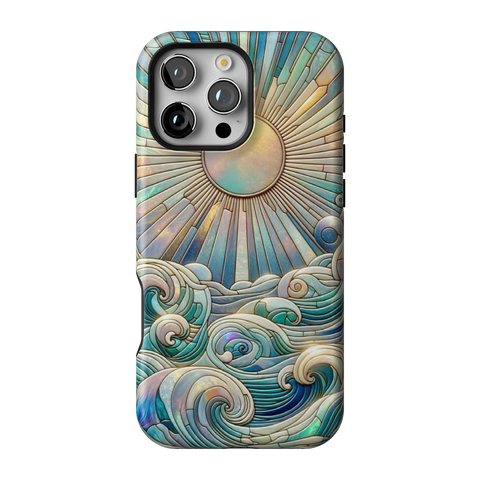 Sun Rays & Ocean Waves Stained Glass Tough Phone Case for iPhone 16 Pro Max - The Urban Flair
