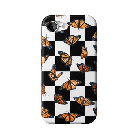 Checkered Monarch Butterfly Tough Phone Case for iPhone 17e - The Urban Flair