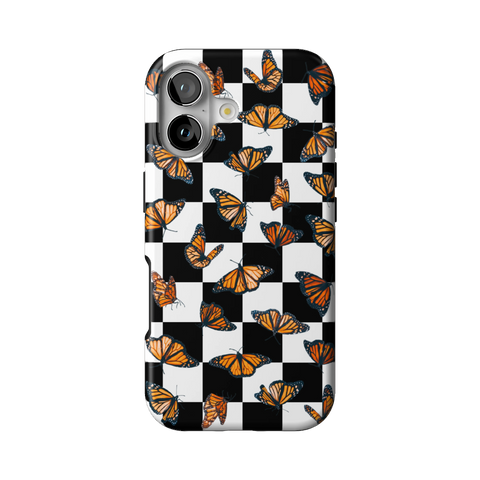 Checkered Monarch Butterfly Tough Phone Case for iPhone 17 - The Urban Flair