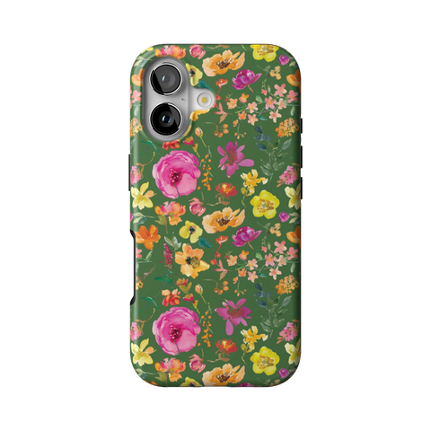 Green Watercolor Flowers Tough Phone Case for iPhone 17 - The Urban Flair