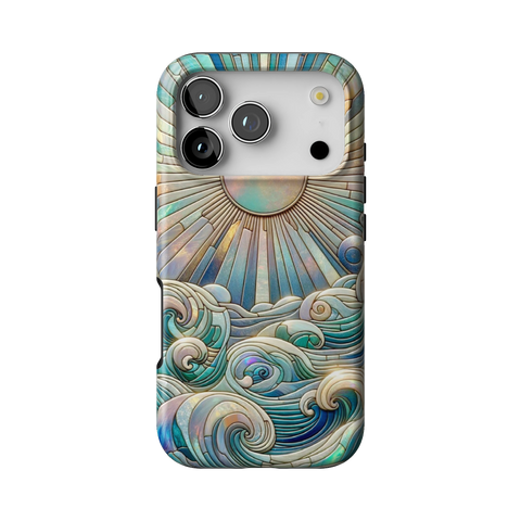 Sun Rays & Ocean Waves Stained Glass Tough Phone Case for iPhone 17 Pro - The Urban Flair