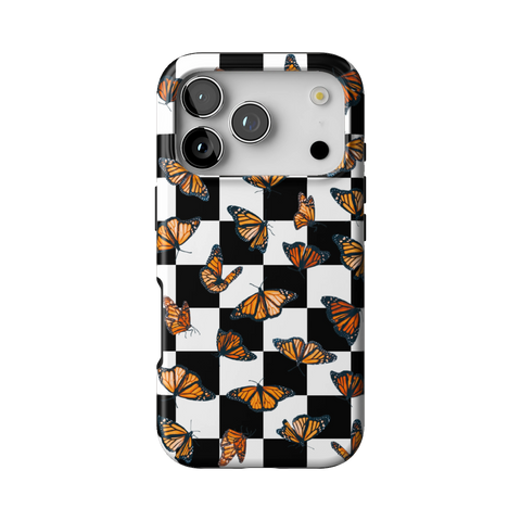 Checkered Monarch Butterfly Tough Phone Case for iPhone 17 Pro - The Urban Flair