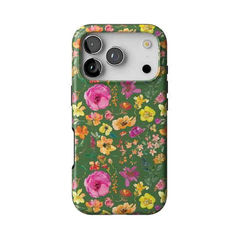 Green Watercolor Flowers Tough Phone Case for iPhone 17 Pro - The Urban Flair