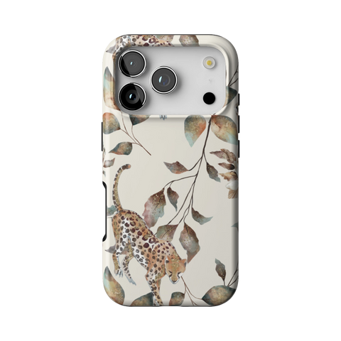 Autumn Cheetah Botanical Tough Phone Case for iPhone 17 Pro - The Urban Flair